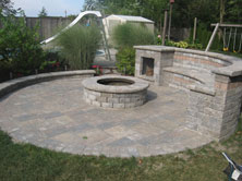 natural patio stone & fireplace