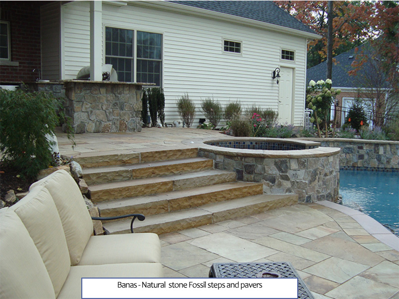 Natural Stone Fossil Steps and Pavers